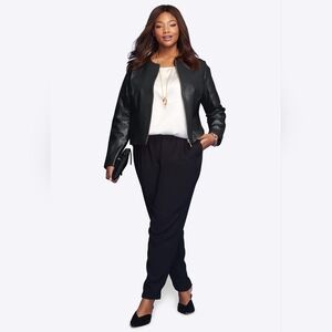 NEW NWOT Jessica London Black Leather Jacket Sz 22W